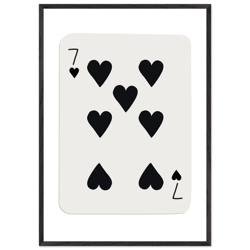 Seven of Hearts - Modern Poker Card Print Art - Eco-Friendly Wood Framed Poster, in your choice of elegant frames - Vibrantwalls