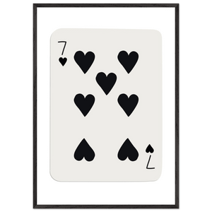 Seven of Hearts - Modern Poker Card Print Art - Eco-Friendly Wood Framed Poster, in your choice of elegant frames - Vibrantwalls