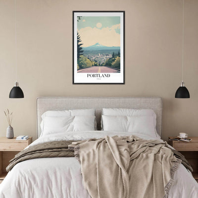 Portland Oregon Framed Poster – Mid-Century Modern Travel Art with Your Choice of Frame - Vibrantwalls