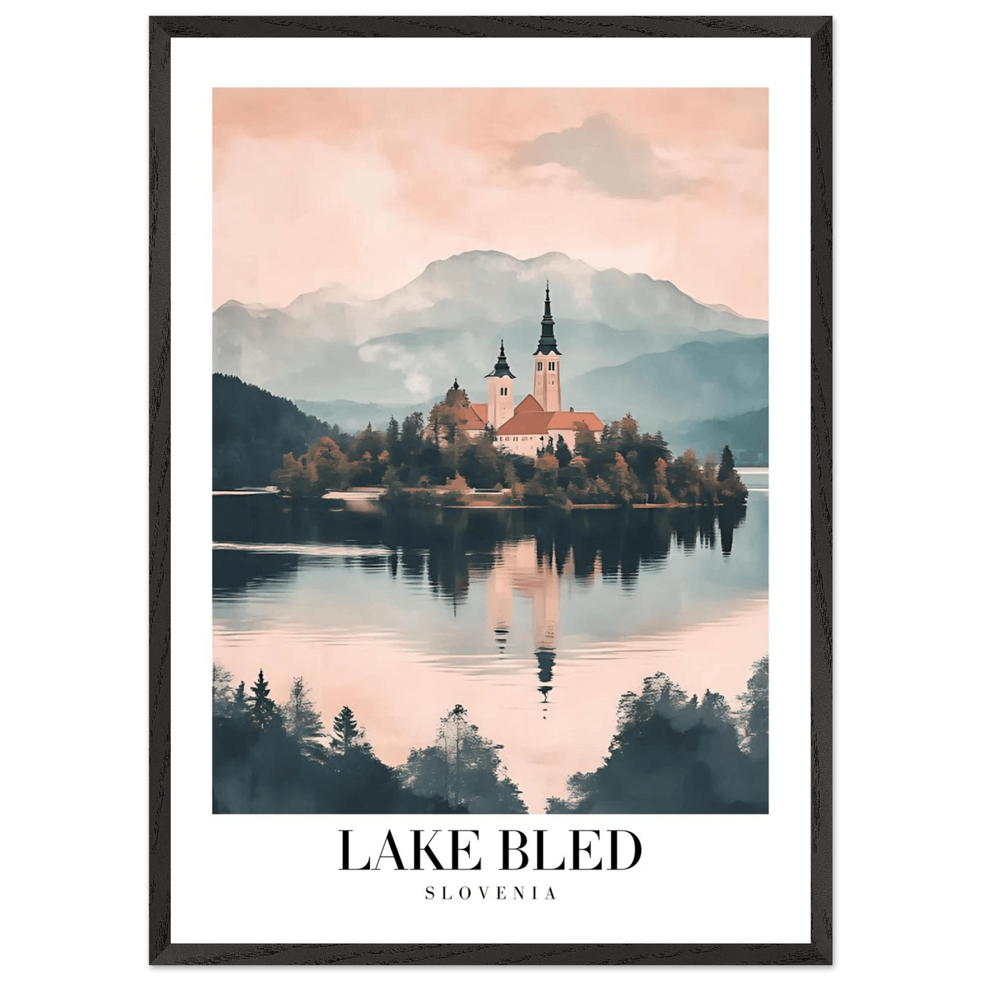 Lake Bled Slovenia Framed Poster – Serene Lakeside Wall Art with Wooden Frame - Vibrantwalls