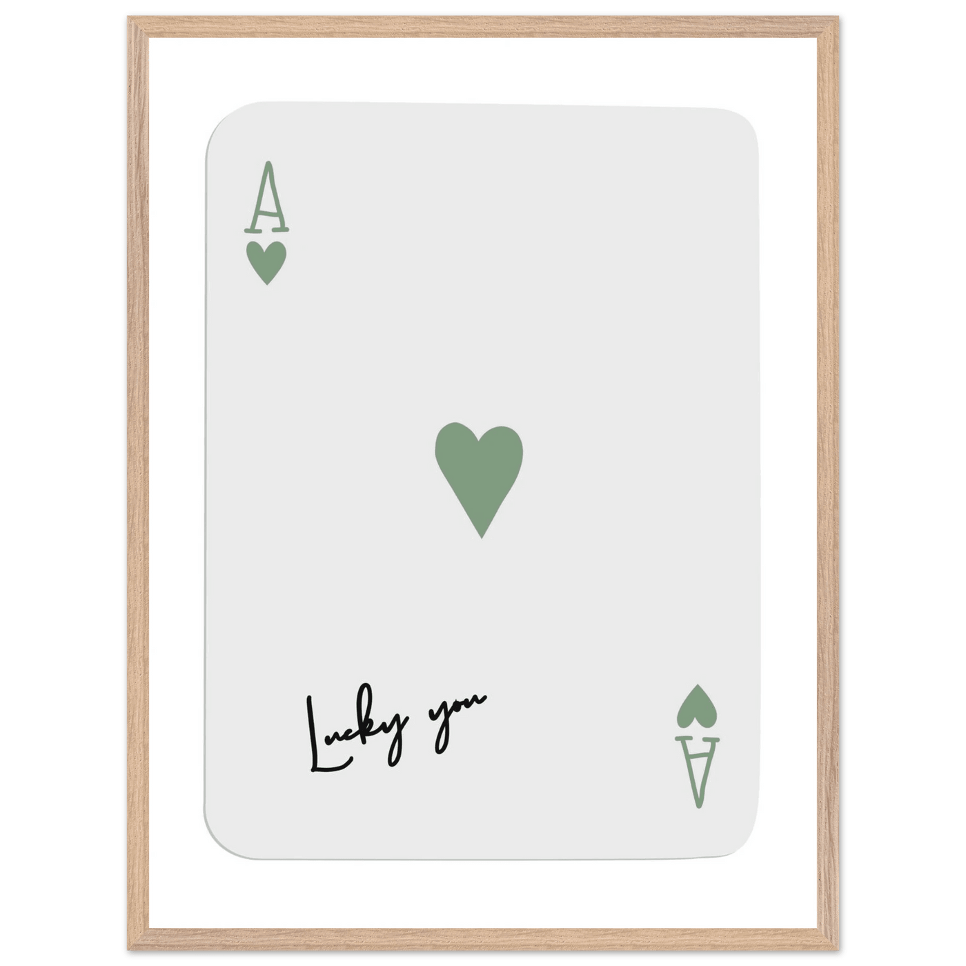 Lucky You Ace of Hearts Poker Card Print - Mounted Framed Poster Art, Eco-Friendly Wood Frame - Vibrantwalls