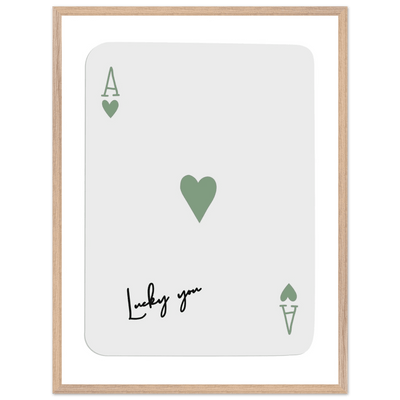 Lucky You Ace of Hearts Poker Card Print - Mounted Framed Poster Art, Eco-Friendly Wood Frame - Vibrantwalls
