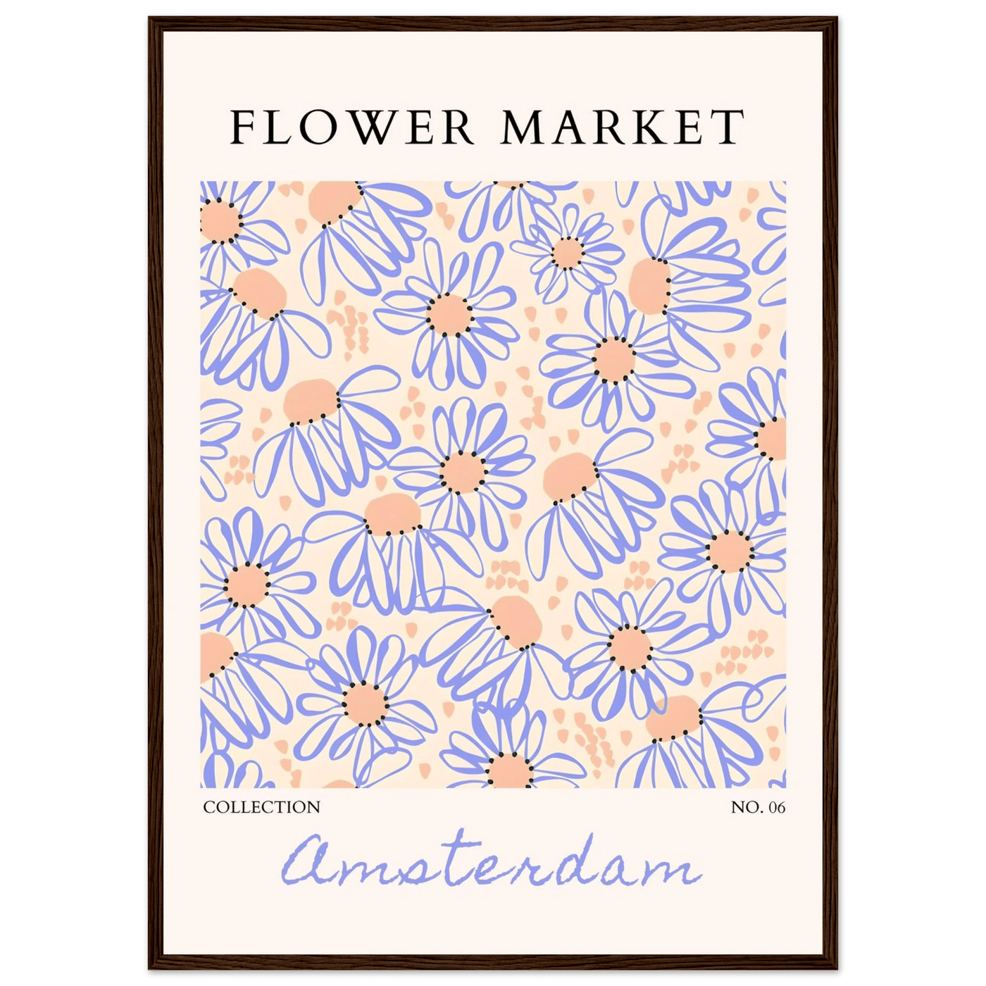 Abstract Floral Market Framed Poster – Whimsical Amsterdam Daisy Art Prints | Ready-to-Hang in Various Sizes - Vibrantwalls