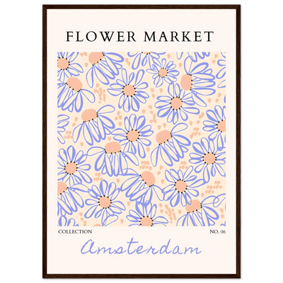 Abstract Floral Market Framed Poster – Whimsical Amsterdam Daisy Art Prints | Ready-to-Hang in Various Sizes - Vibrantwalls