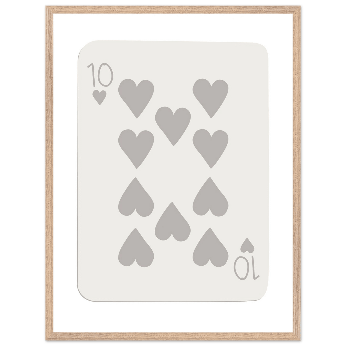 Minimalist Ten of Hearts Playing Card Print - Framed Poster Art, Eco-Friendly Wood Frame in Your Choice of Size & Finish - Vibrantwalls