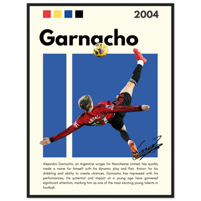 Alejandro Garnacho Manchester United Dynamic Football Poster 60x80 cm 24x32″ Black frame Vibrantwalls