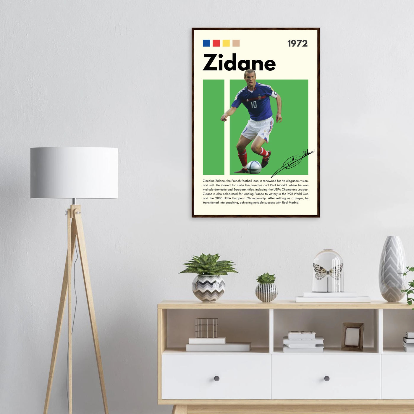 Zinedine Zidane Football Legend Framed French Poster Vibrantwalls