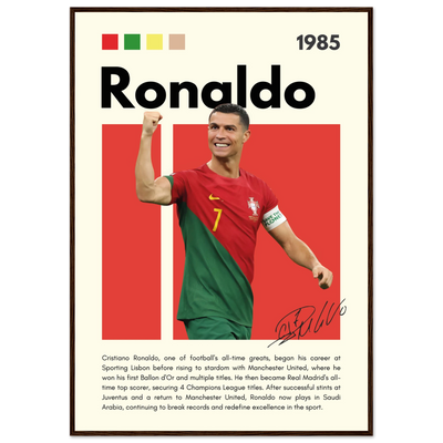 Cristiano Ronaldo Portugal Soccer Framed Football Poster 70x100 cm 28x40″ Dark wood frame Vibrantwalls