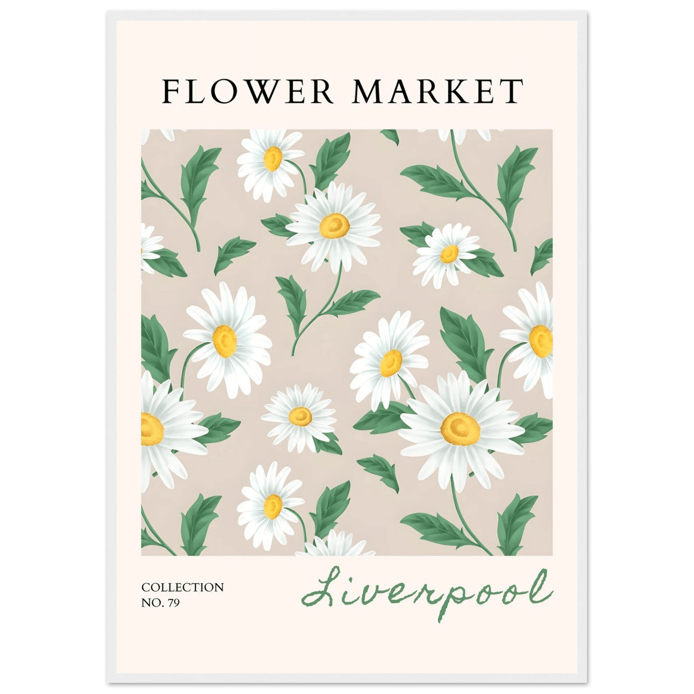 Charming Daisy Field Framed Poster – Botanical 'Flower Market' Art Print | Ready-to-Hang in Your Choice of Frame - Vibrantwalls