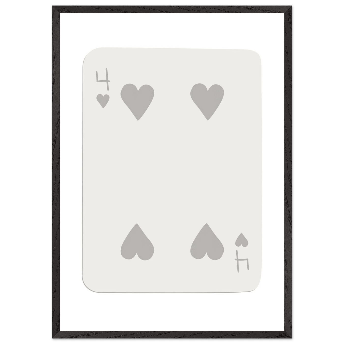 Four of Hearts Poker Card Print - Minimalist Mounted Framed Poster Art, Eco-Friendly Wood Frame - Vibrantwalls