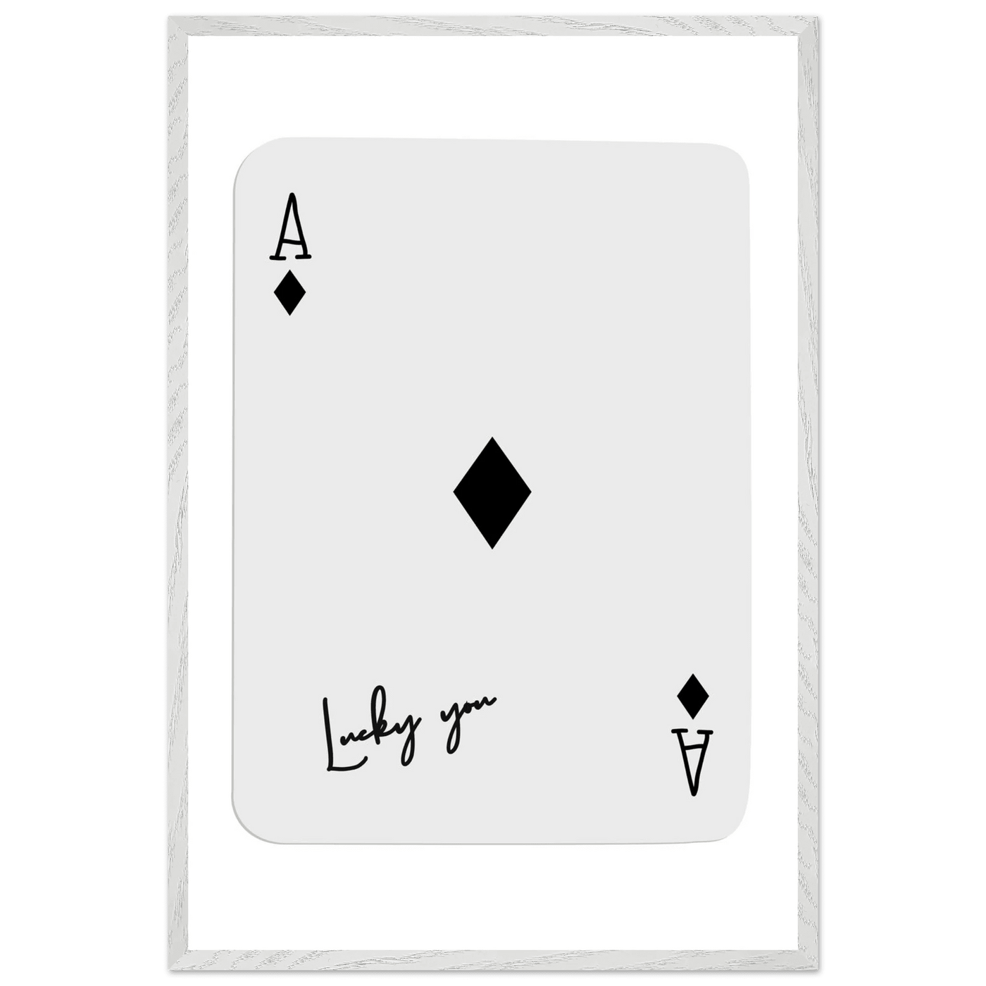 Lucky You Ace of Diamonds Poker Card Print - Mounted Framed Poster Art, Eco-Friendly Wood Frame in Your Choice of Style - Vibrantwalls