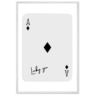 Lucky You Ace of Diamonds Poker Card Print - Mounted Framed Poster Art, Eco-Friendly Wood Frame in Your Choice of Style - Vibrantwalls