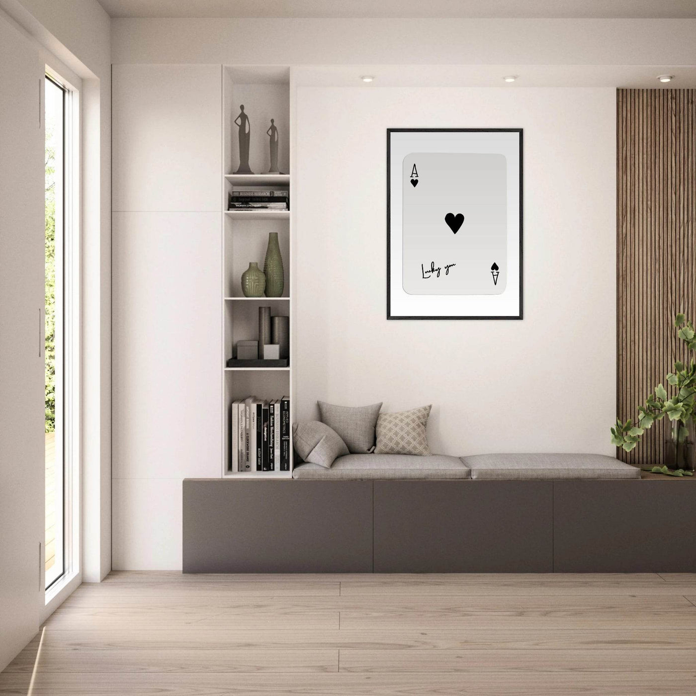 Lucky Ace of Hearts Framed Poster Art - Playful Poker Card Print in Eco-Friendly Wood Frame - Vibrantwalls