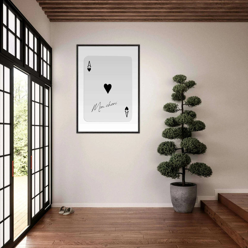 Ace of Hearts 'Mon Cheri' Art Print - Framed Poker Card Poster, Eco-Friendly Wood Frame - Vibrantwalls