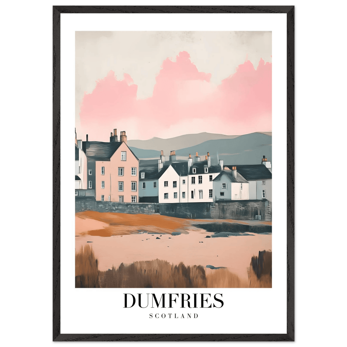 Dumfries Scotland Framed Poster – Pastel-Toned Vintage Travel Wall Art with Wooden Frame - Vibrantwalls