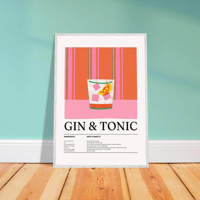 Gin Tonic Cocktail Recipe Minimalist Design Print - Vibrantwalls