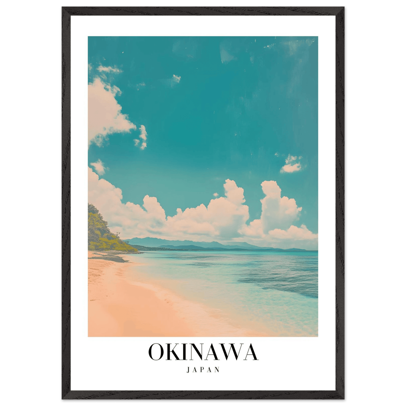 Okinawa Japan Framed Poster – Vintage Beach Travel Wall Art with Wooden Frame - Vibrantwalls