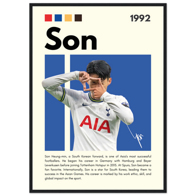Son Heung-min Tottenham Hotspur Framed Football Poster 50x70 cm 20x28″ Black frame Vibrantwalls