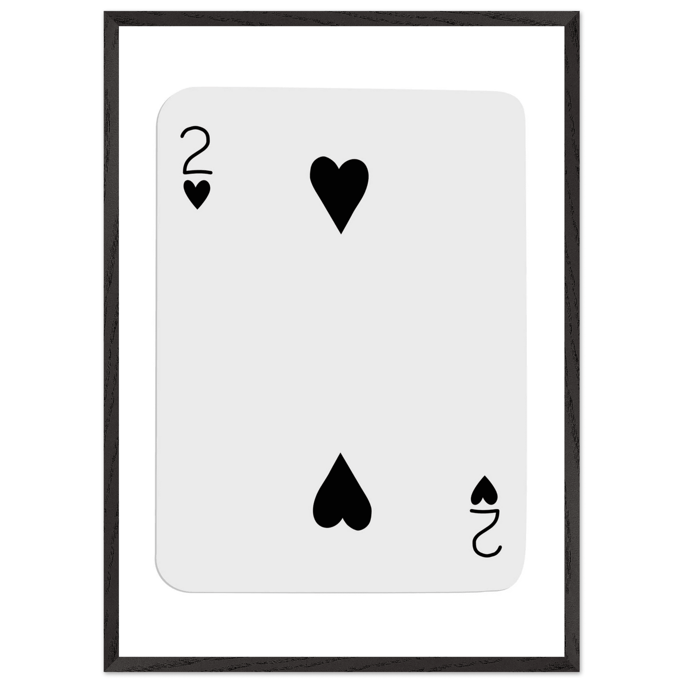 Two of Hearts Poker Card Print - Framed Wall Art, Eco-Friendly Wood Frame in Multiple Sizes & Finishes - Vibrantwalls