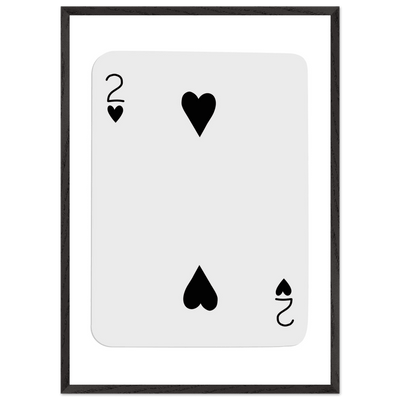 Two of Hearts Poker Card Print - Framed Wall Art, Eco-Friendly Wood Frame in Multiple Sizes & Finishes - Vibrantwalls