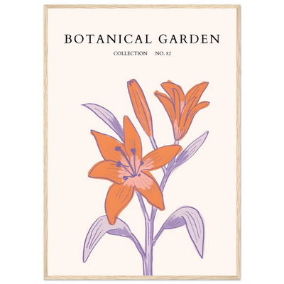 Botanical Garden Lily Print – Orange & Lavender Framed Poster | Elegant Nature Art for Modern Spaces, Ready-to-Hang - Vibrantwalls
