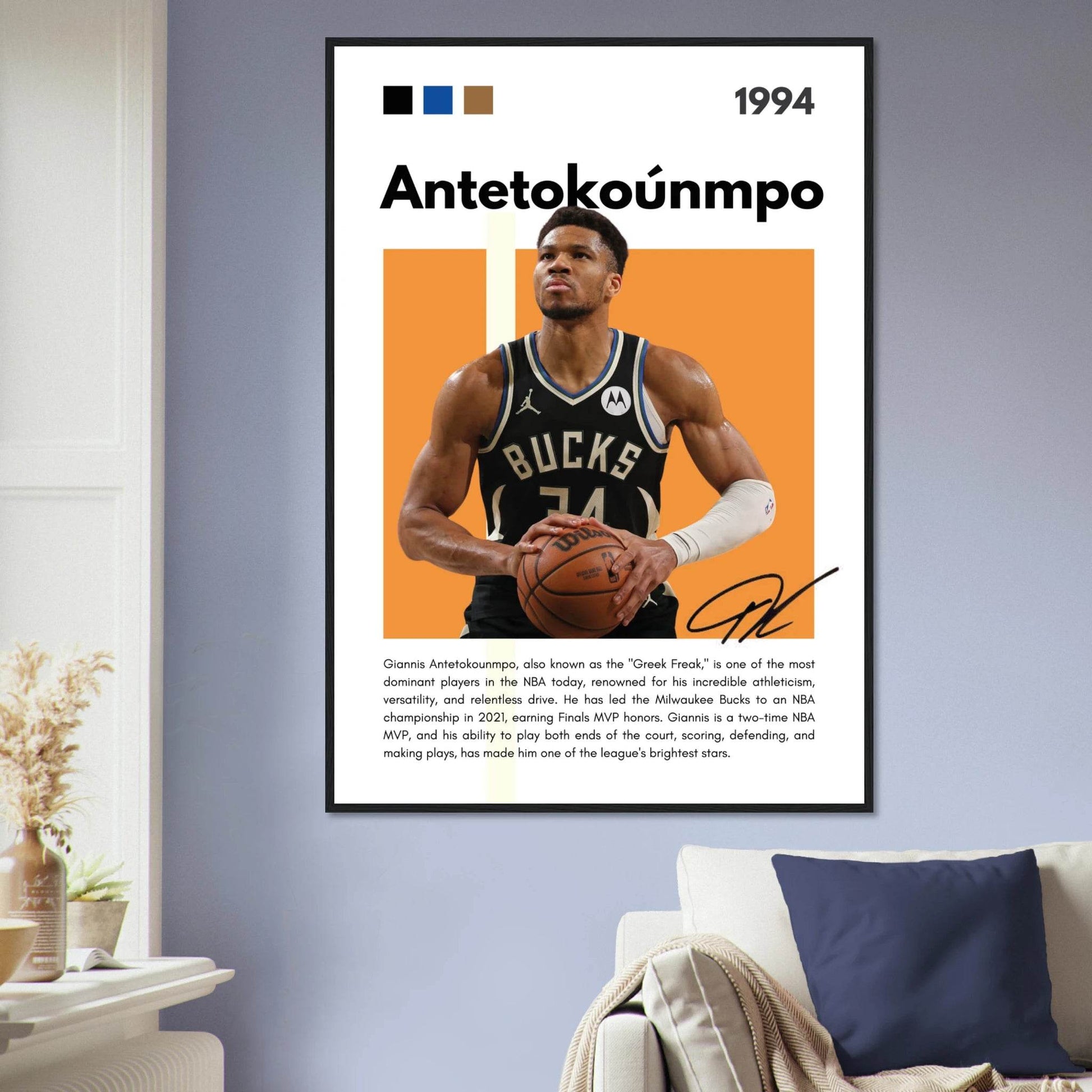 Giannis Antetokounmpo Greek Freak Bucks NBA Legends Wall Art - Vibrantwalls