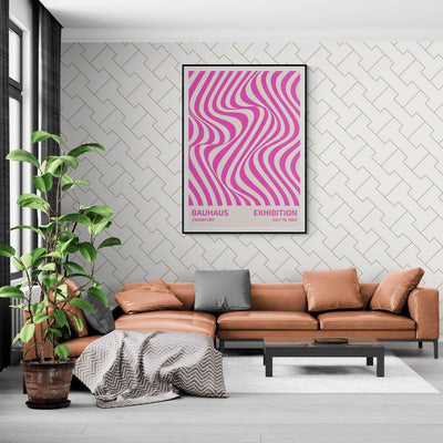 Bauhaus Pink Stripe Abstract Art Print – Modern Minimalist Framed Poster in Multiple Sizes - Vibrantwalls