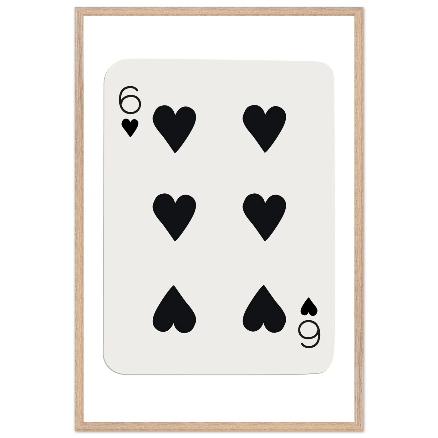 Six of Hearts Poker Card Print - Mounted Framed Poster Art, Eco-Friendly Wood Frame in Your Choice of Frame & Size - Vibrantwalls