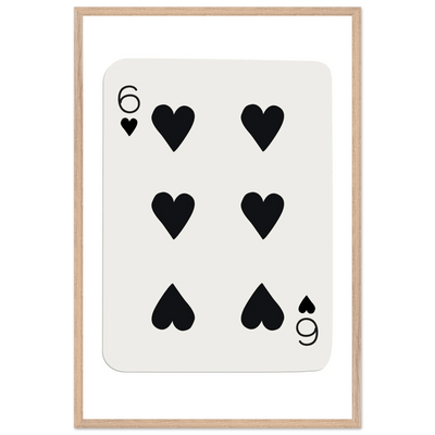 Six of Hearts Poker Card Print - Mounted Framed Poster Art, Eco-Friendly Wood Frame in Your Choice of Frame & Size - Vibrantwalls