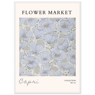 Capri Flower Market Framed Poster – Serene Floral Art Print in Cool Tones | Ready-to-Hang Wall Decor - Vibrantwalls