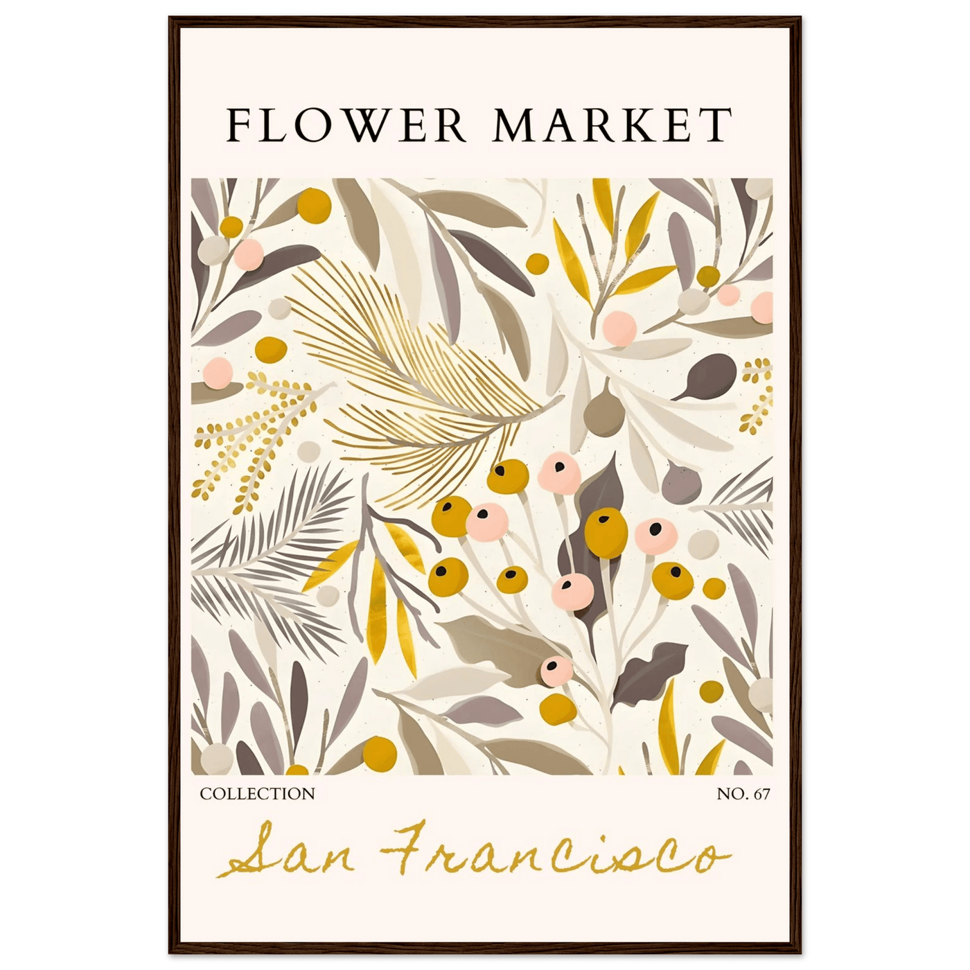 San Francisco Flower Market Collection Framed Poster – Botanical Golden Hues & Abstract Art Prints | Ready-to-Hang - Vibrantwalls