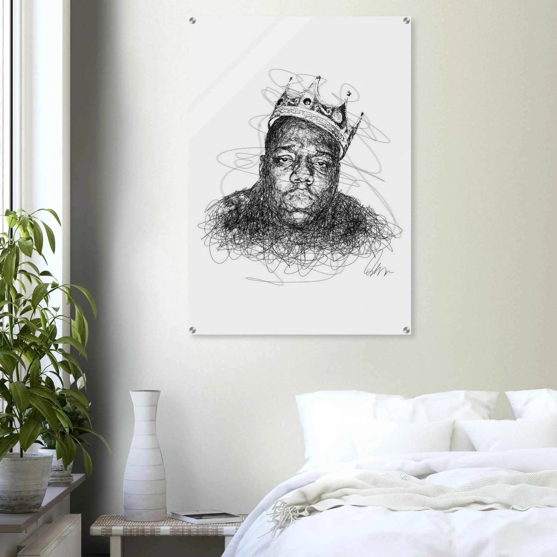 Notorious B.I.G. Scribble Art Acrylic Print – Iconic, Modern, Durable Wall Decor for Any Space - Vibrantwalls