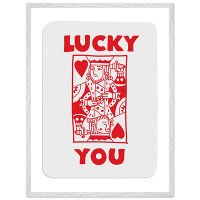 Lucky You Poker Card Art Print - Two of Hearts King - Framed Poster with Eco-Friendly Wood Frame - Vibrantwalls
