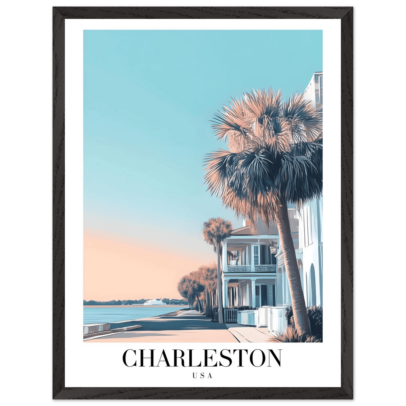 Charleston USA Framed Poster – Coastal Charm & Vintage Travel Art with Wooden Frame - Vibrantwalls