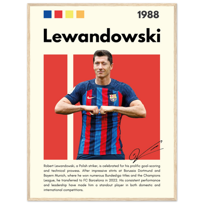 Robert Lewandowski FC Barcelona Framed Football Poster 60x80 cm 24x32″ Wood frame Vibrantwalls