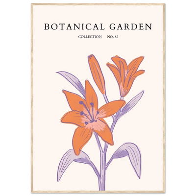 Botanical Garden Lily Print – Orange & Lavender Framed Poster | Elegant Nature Art for Modern Spaces, Ready-to-Hang - Vibrantwalls