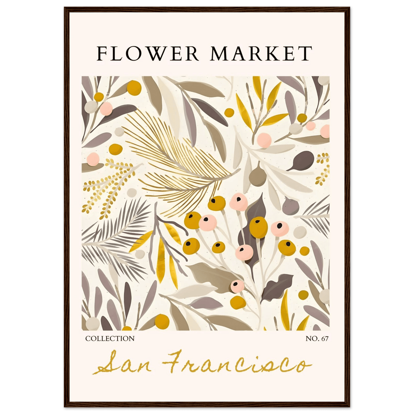 San Francisco Flower Market Collection Framed Poster – Botanical Golden Hues & Abstract Art Prints | Ready-to-Hang - Vibrantwalls