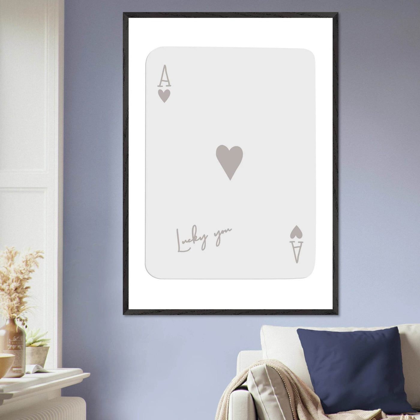 Minimalist Ace of Hearts Poker Card Print - Lucky You Wall Art, Eco-Friendly Wood Frame Poster - Vibrantwalls