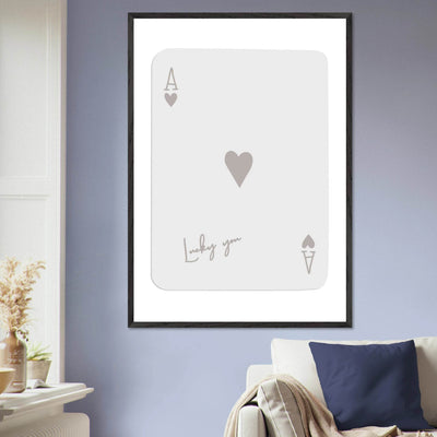 Minimalist Ace of Hearts Poker Card Print - Lucky You Wall Art, Eco-Friendly Wood Frame Poster - Vibrantwalls