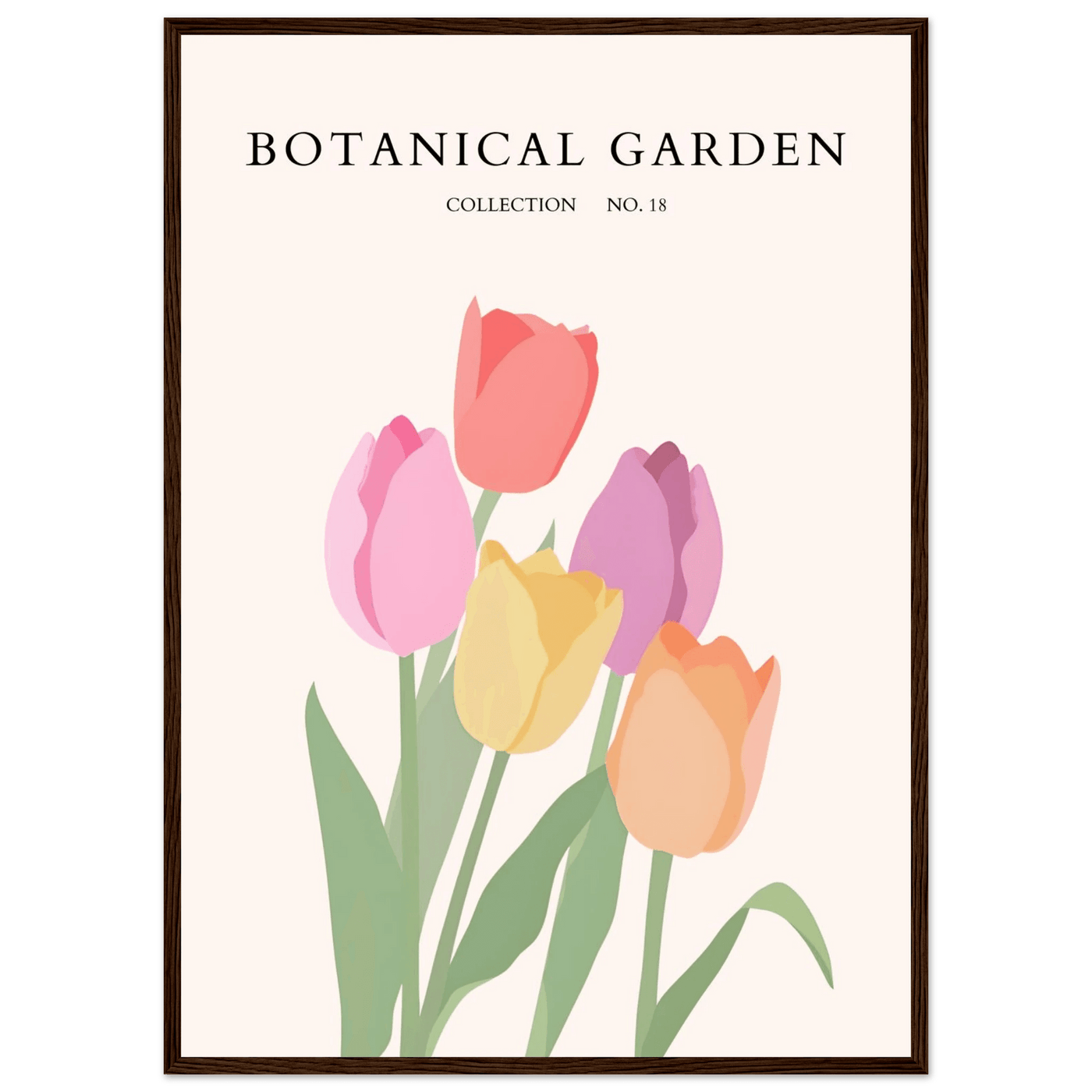 Botanical Garden Tulip Framed Poster – Pastel Bloom Art Print | Ready-to-Hang Floral Decor - Vibrantwalls