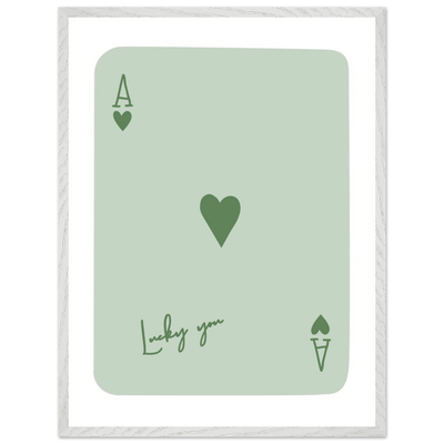Minimalist Ace of Hearts Poker Card Print - Eco-Friendly Framed Wall Art, 'Lucky You' Design - Vibrantwalls