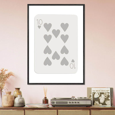 Minimalist Ten of Hearts Playing Card Print - Framed Poster Art, Eco-Friendly Wood Frame in Your Choice of Size & Finish - Vibrantwalls