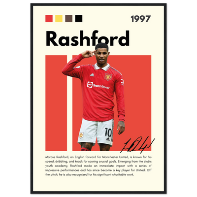 Marcus Rashford Manchester United Soccer Framed Poster – Iconic Red Devil Art Print A1 (59.4 x 84.1 cm) Black frame Vibrantwalls