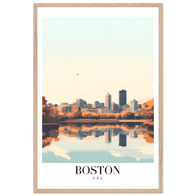 Boston Cityscape Framed Poster – Modern Travel Wall Art with Wooden Frame & Multiple Sizes - Vibrantwalls