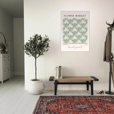Budapest Flower Market Framed Poster – Elegant Botanical Art Print in Sage Green | Ready-to-Hang Wall Decor - Vibrantwalls