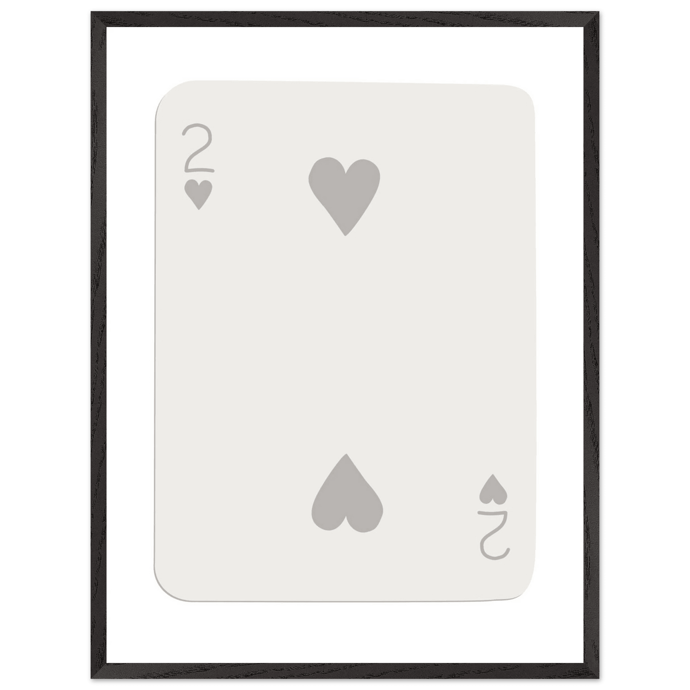 Minimalist Two of Hearts Poker Card Print - Mounted Framed Eco-Friendly Art for Modern Decor - Vibrantwalls