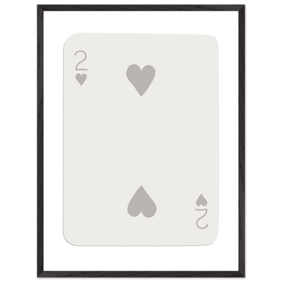 Minimalist Two of Hearts Poker Card Print - Mounted Framed Eco-Friendly Art for Modern Decor - Vibrantwalls