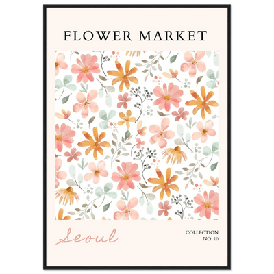 Seoul Flower Market Framed Poster – Delicate Watercolor Blooms & Botanical Art Print | Ready-to-Hang - Vibrantwalls