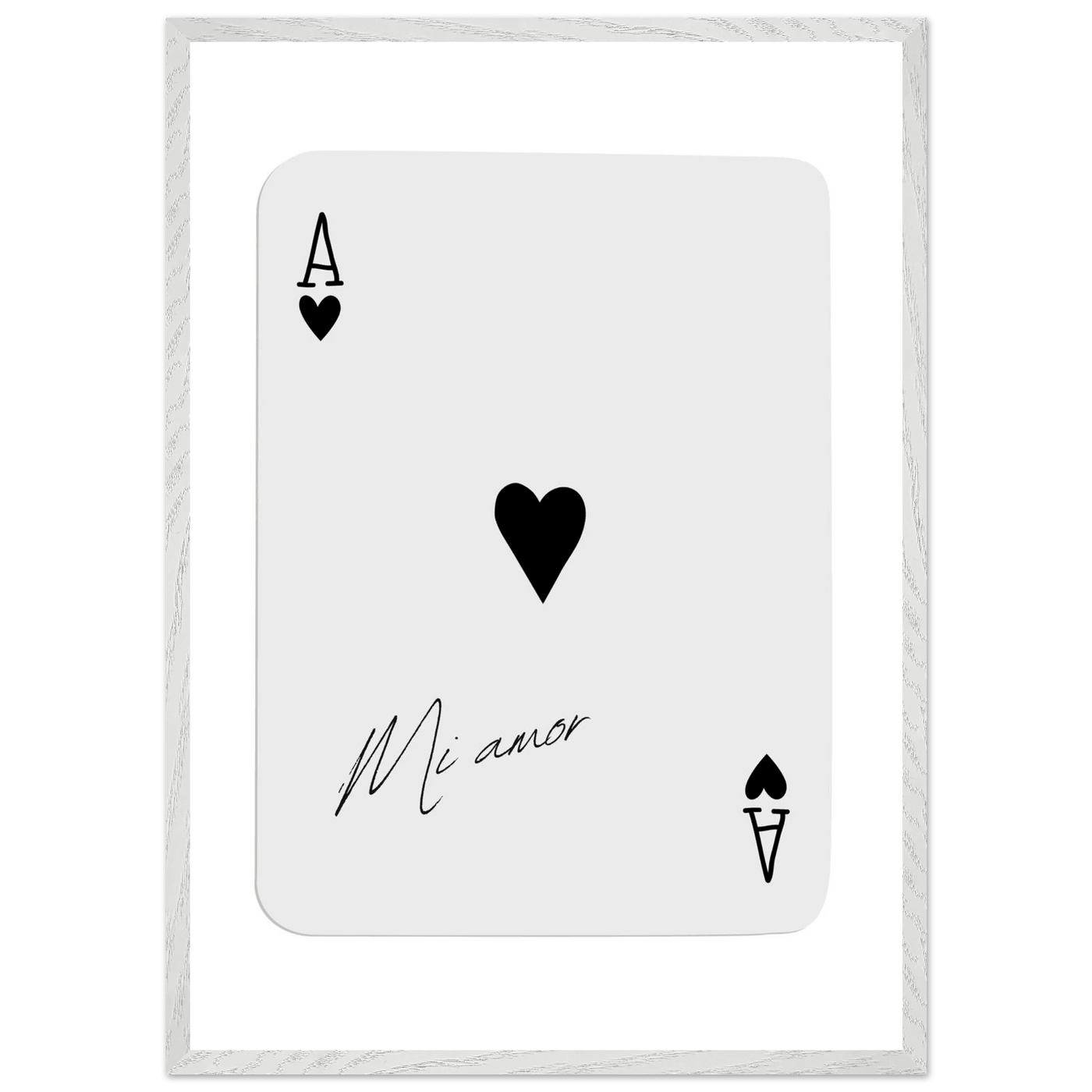 Mi Amor Ace of Hearts Framed Poster Art - Romantic Card Print with Eco-Friendly Wood Frame, Multiple Sizes & Colors - Vibrantwalls