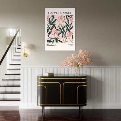 Dubai Flower Market Art Print – Blush Pink & Emerald Green Botanical Framed Poster | Ready-to-Hang - Vibrantwalls